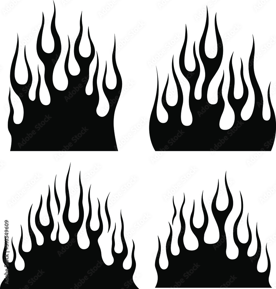 Fire flames isolated on white background. Tribal tattoo design. Fire flames isolated on white background. Tribal tattoo design.