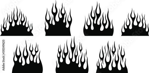 Fire flames isolated on white background. Tribal tattoo design.