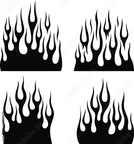 Fire flames isolated on white background. Tribal tattoo design.