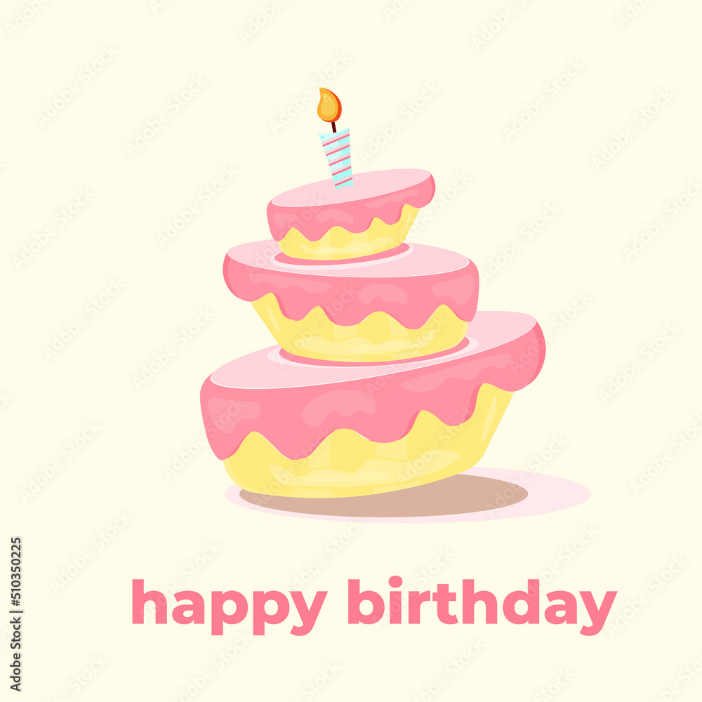 Happy Birthday cake flat icon. Vector illustration