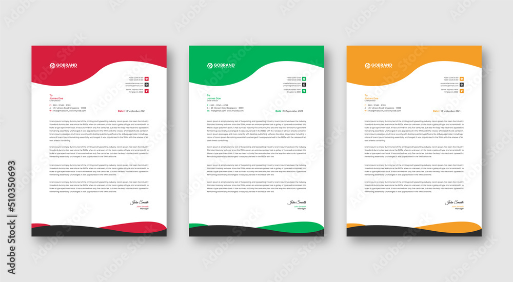 Modern Creative & Clean business style letterhead bundle of your corporate project design.set to print with vector