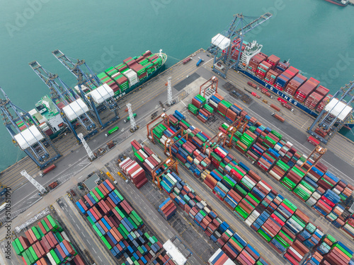 Kwai Chung, Hong Kong Top view of Hong Kong cargo terminal port