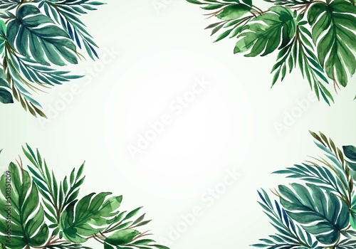 Tropical watercolor leaf  bunch nature background