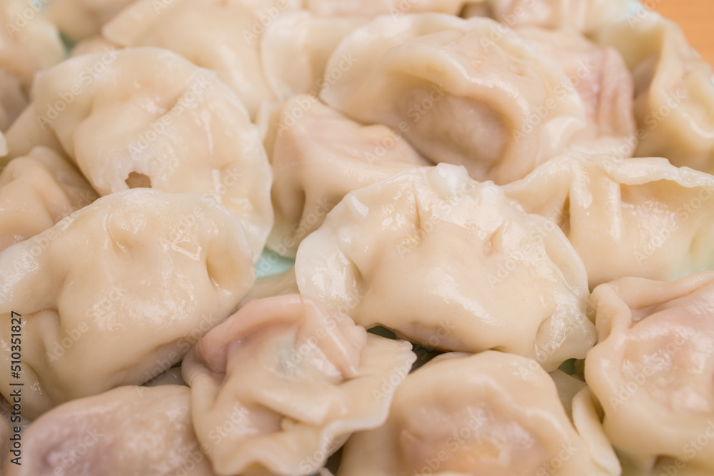 Homemade shrimp dumpling on plate Homemade shrimp dumpling on plate