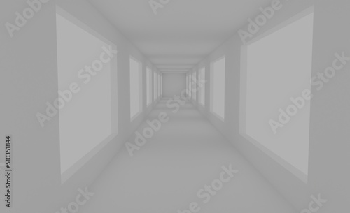 Empty white room corridor concept abstract 3d render