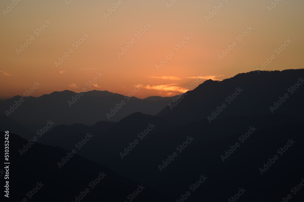 The beautiful sun set scenery, 
Kedarkantha, Uttarakhand, Shoot date - 21 Nov'21