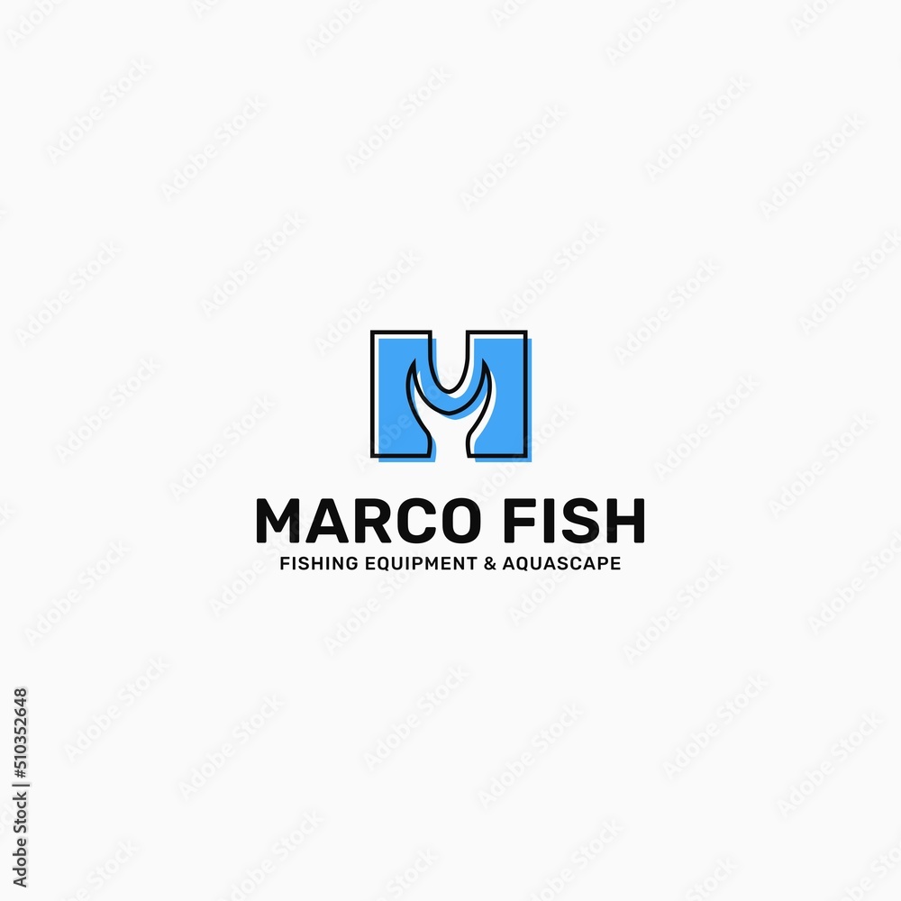 Letter M Fish Logo Template Illustration Design