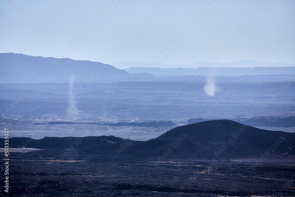 Lava plateau with swirling heat waves (around Lake Afrera), Danakil Depression, Ethiopia
