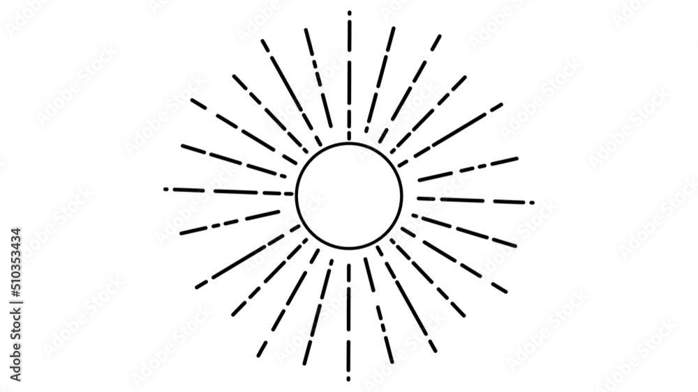Sun and Sunbeam line drawing simple animation, loop, alpha channel Sun and Sunbeam line drawing simple animation, loop, alpha channel