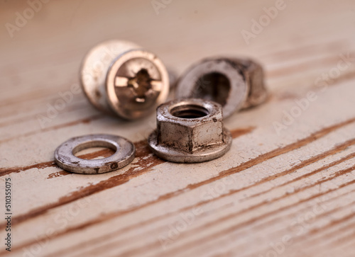 nuts washers and bolt close up