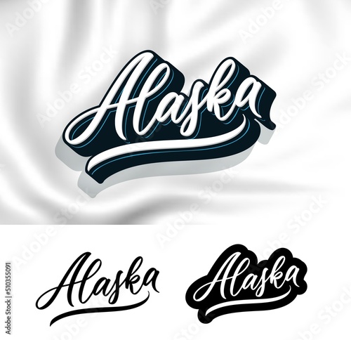 Alaska hand lettering design. Modern calligraphy. Vector illustration. Alaska text vector. Trendy typography design.