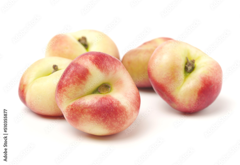 ripe flat peach on white background ripe flat peach on white background