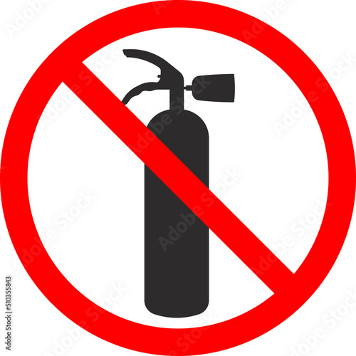 It is forbidden to use fire extinguishers. Vector image.