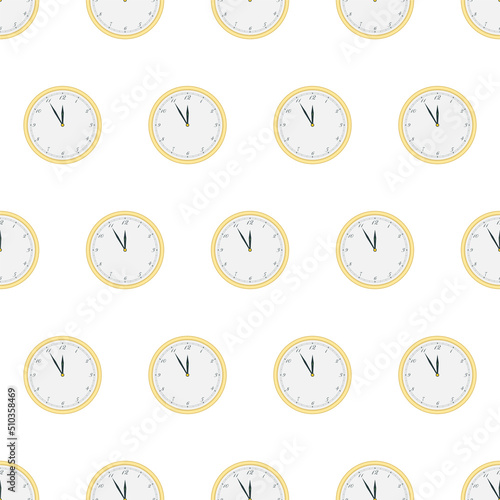 Flat watch clock with arows icon isolated on white background. EPS 10 seamless pattern vector illustration