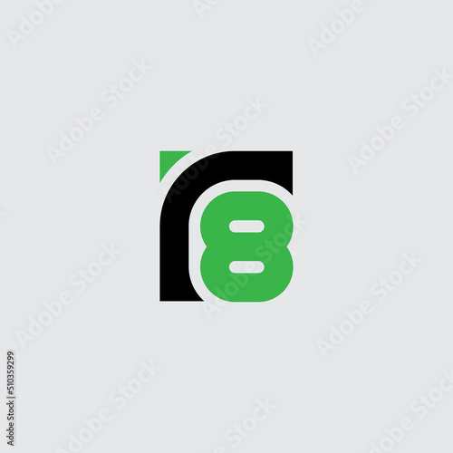 Letter R and number 8 - logo. R8 - logotype. 8R - Design element or icon. Vector. photo