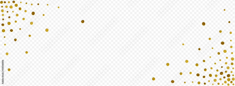 Fototapeta premium Gold Rain Christmas Vector Panoramic Transparent