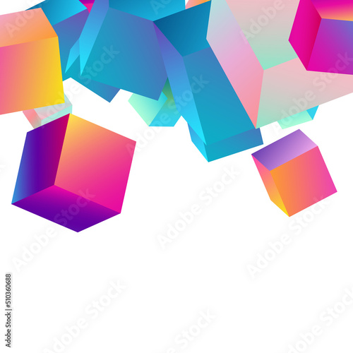 Bright Cube Vector White Background. Gradient