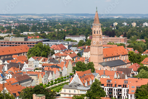 High angle view on church St. Jodok, Landshut.