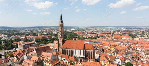 Panorama view of Landshut with church St. Martin, Landshut.
