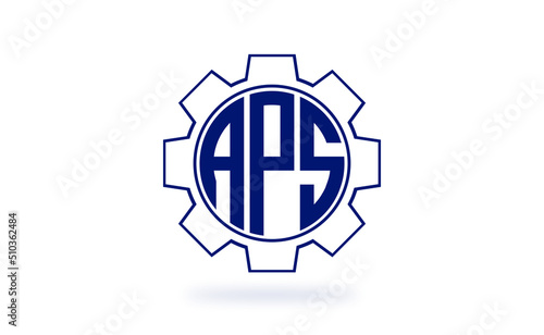 APS three letter industrial logo with gear icon logo design vector template. mechanical logo | servicing logo | engineering logo | initial letter logo | flat logo | minimalist logo | wordmark logo |