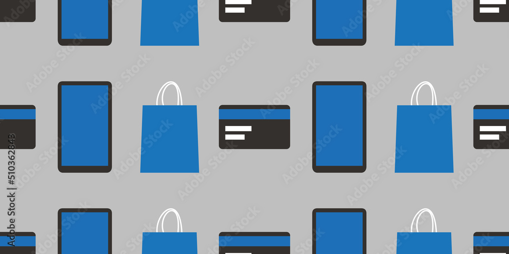 Mobile Payment, Online Shopping and E-Commerce Design Concept - Background, Smart Phones, Credit Cards and Shopping Bags Pattern for Web Designs, Landing Page - Illustration in Editable Vector Format Mobile Payment, Online Shopping and E-Commerce Design Concept - Background, Smart Phones, Credit Cards and Shopping Bags Pattern for Web Designs, Landing Page - Illustration in Editable Vector Format