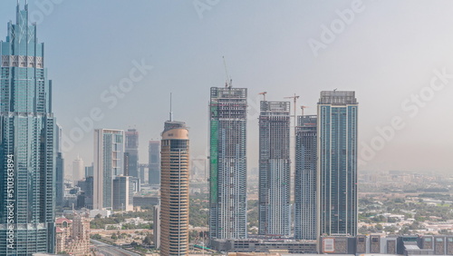 Dubai downtown with fountains and modern futuristic architecture aerial timelapse © neiezhmakov