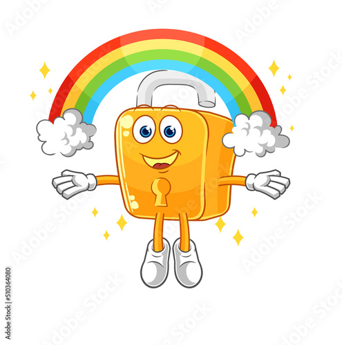 padlock with a rainbow. cartoon vector