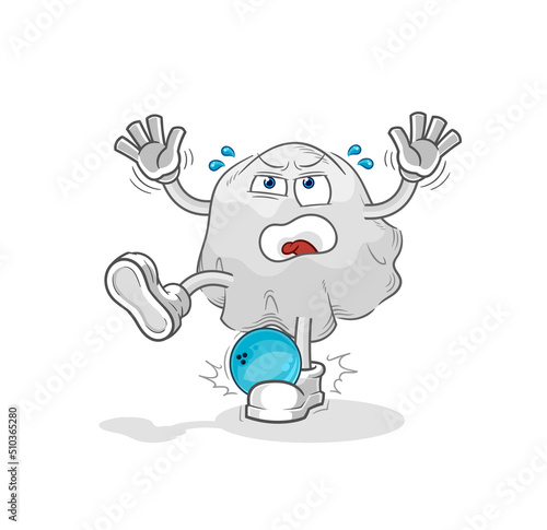ghost hiten by bowling cartoon. cartoon mascot vector