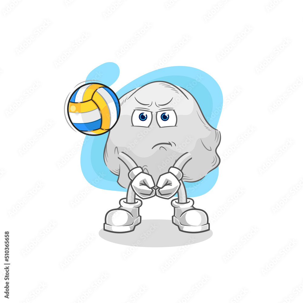 ghost play volleyball mascot. cartoon vector ghost play volleyball mascot. cartoon vector