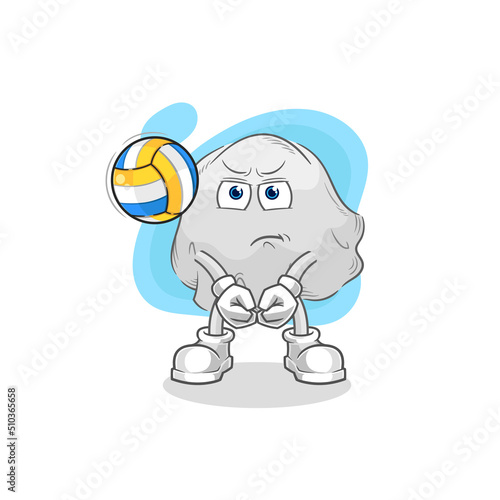 ghost play volleyball mascot. cartoon vector