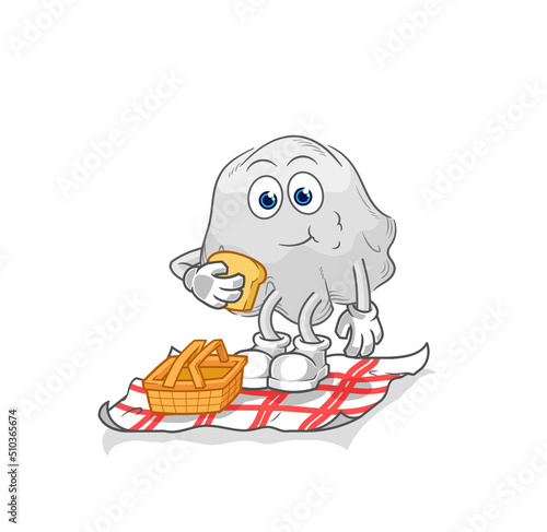 ghost on a picnic cartoon. cartoon mascot vector