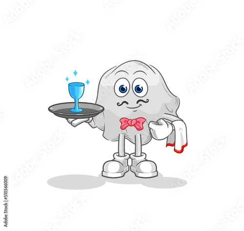 ghost waiter cartoon. cartoon mascot vector
