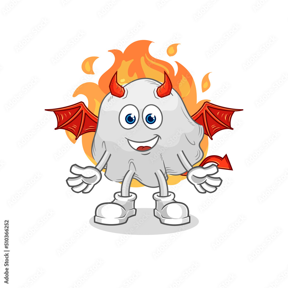 Fototapeta premium ghost demon with wings character. cartoon mascot vector
