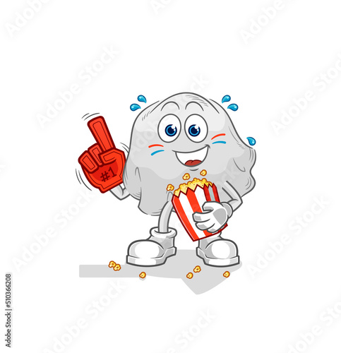 ghost fan with popcorn illustration. character vector