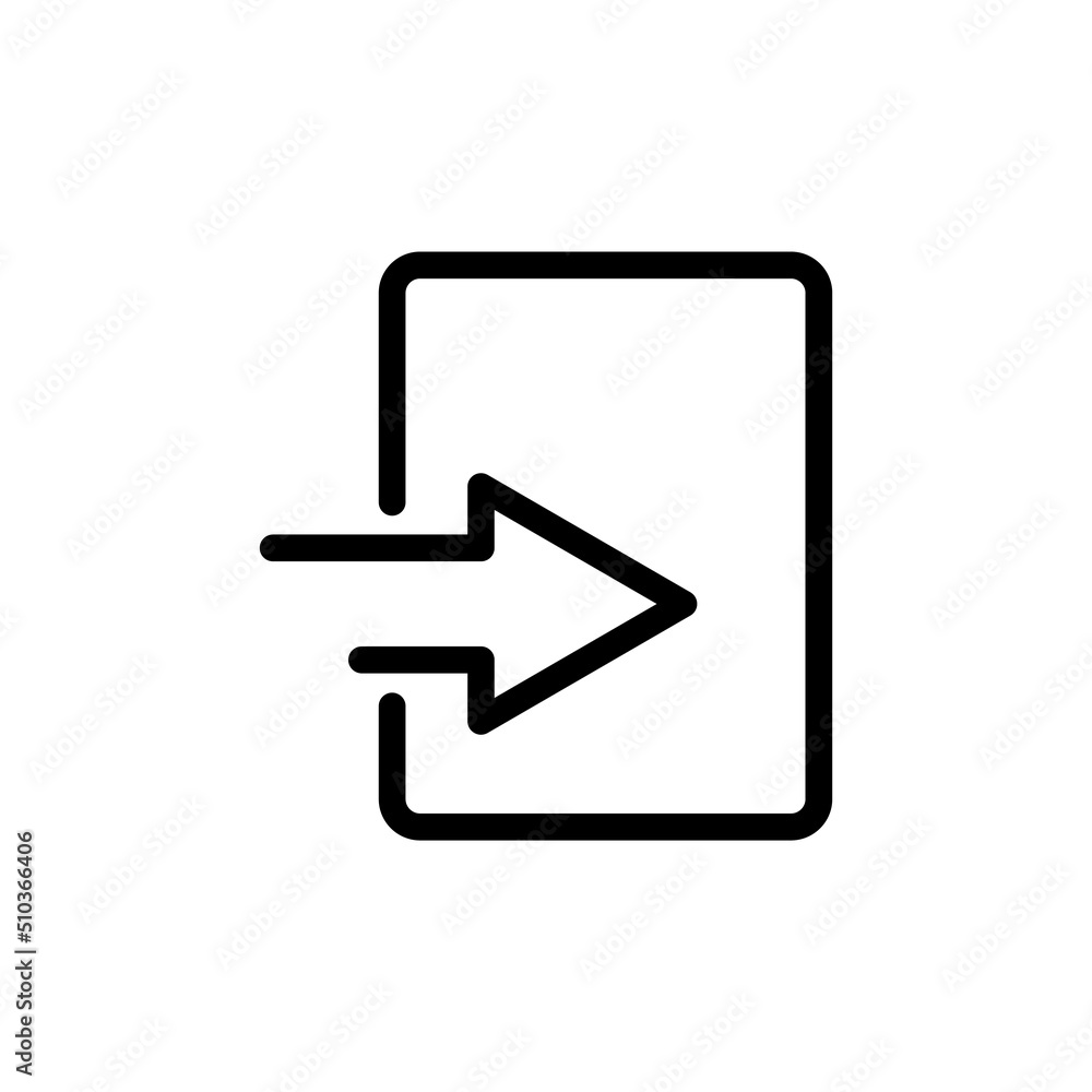 Right arrow icon vector with rectangle. suitable for entrance icon, ui-ux, web, website, start up, pixel perfect. line icon style. Simple design illustration editable Right arrow icon vector with rectangle. suitable for entrance icon, ui-ux, web, website, start up, pixel perfect. line icon style. Simple design illustration editable