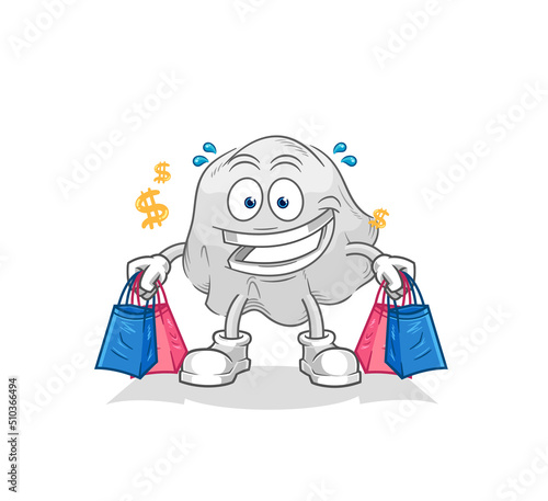 ghost shoping mascot. cartoon vector
