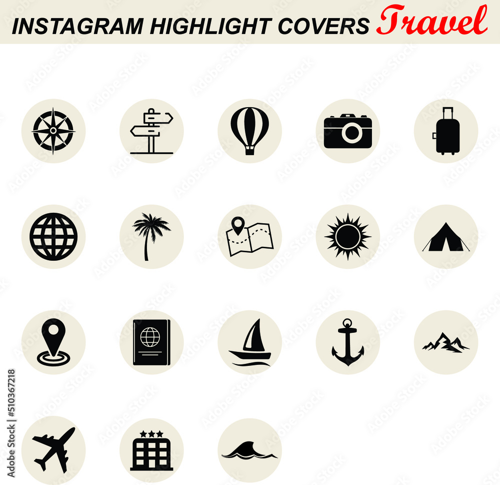 Instagram Highlight Covers Travel Stock-Vektorgrafik | Adobe Stock