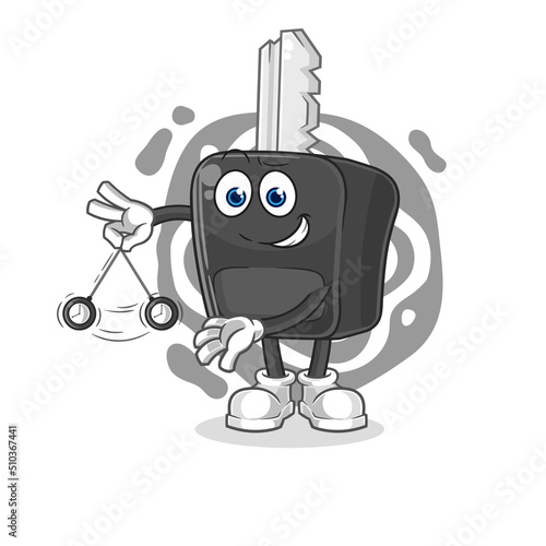 car key hypnotizing cartoon. cartoon mascot vector