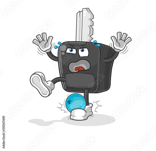 car key hiten by bowling cartoon. cartoon mascot vector