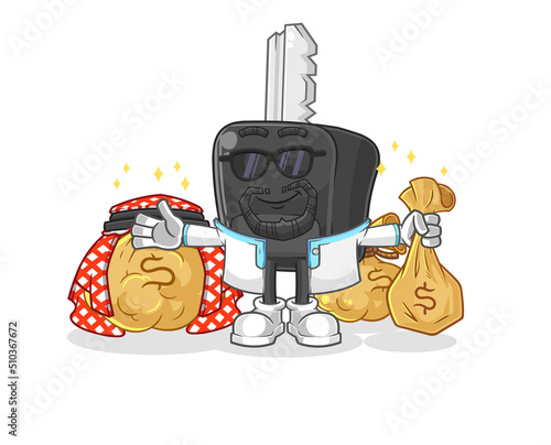 car key rich arabian mascot. cartoon vector