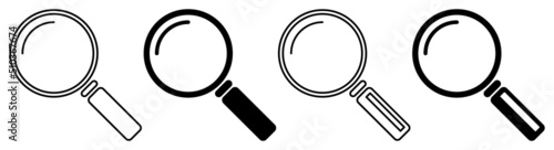 Magnifying Glass Icons. Search Symbol. Editable Stroke. Flat and Line. Stock Vector