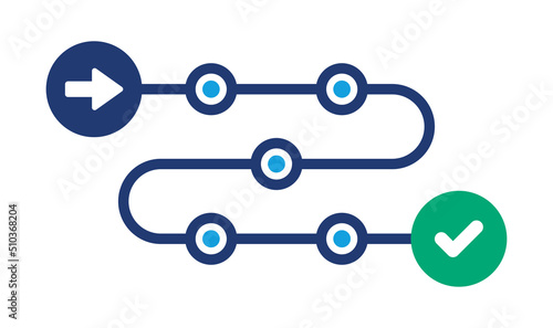 Roadmap timeline with steps on the line infographic template illustration.