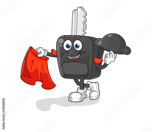 car key matador with red cloth illustration. character vector