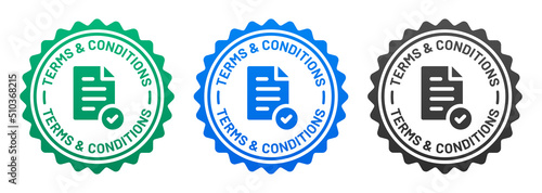 Terms and conditions stamp vector badge with legal agreement document icon illustration.