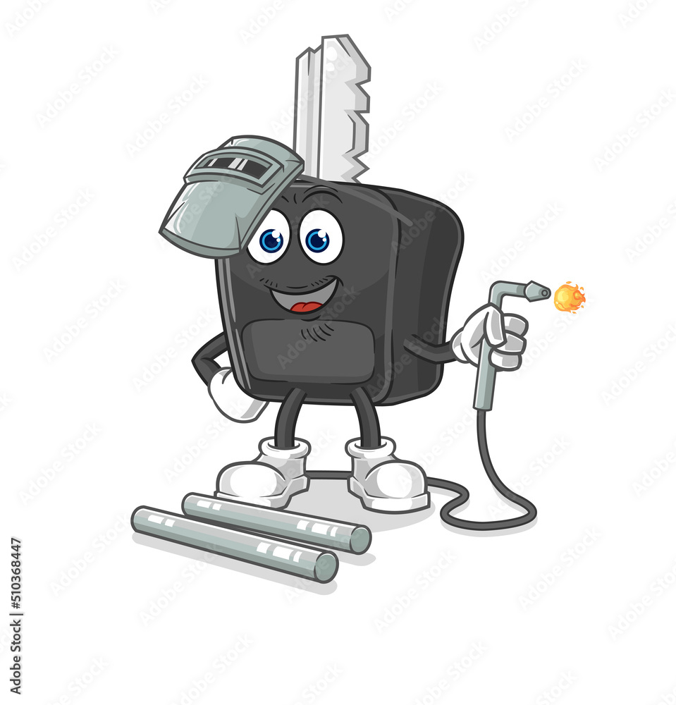 car key welder mascot. cartoon vector
