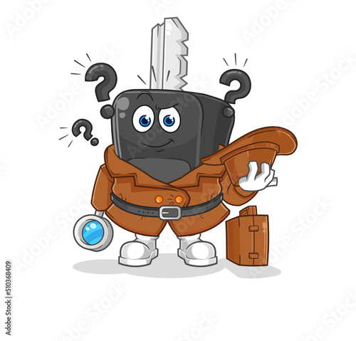 car key detective vector. cartoon character