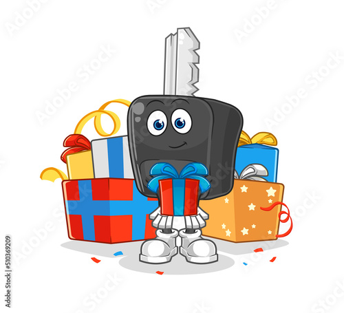 car key give gifts mascot. cartoon vector