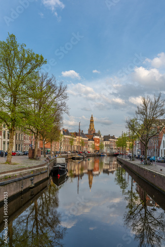 Ships along Hoge der A in Groningen (The Netherlands) - a hanseatic city famed for its trade.