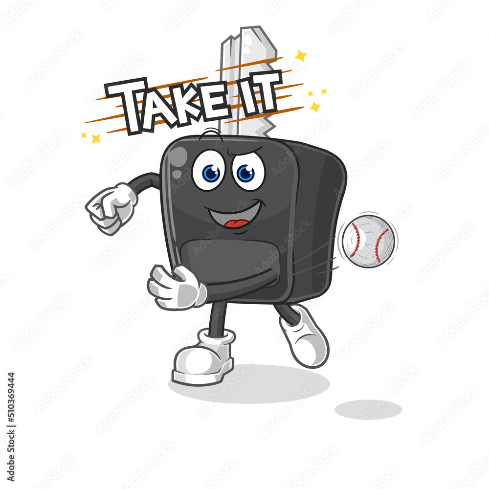 car key throwing baseball vector. cartoon character car key throwing baseball vector. cartoon character