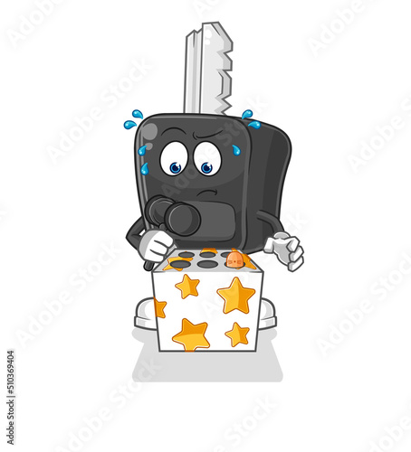 car key play whack a mole mascot. cartoon vector